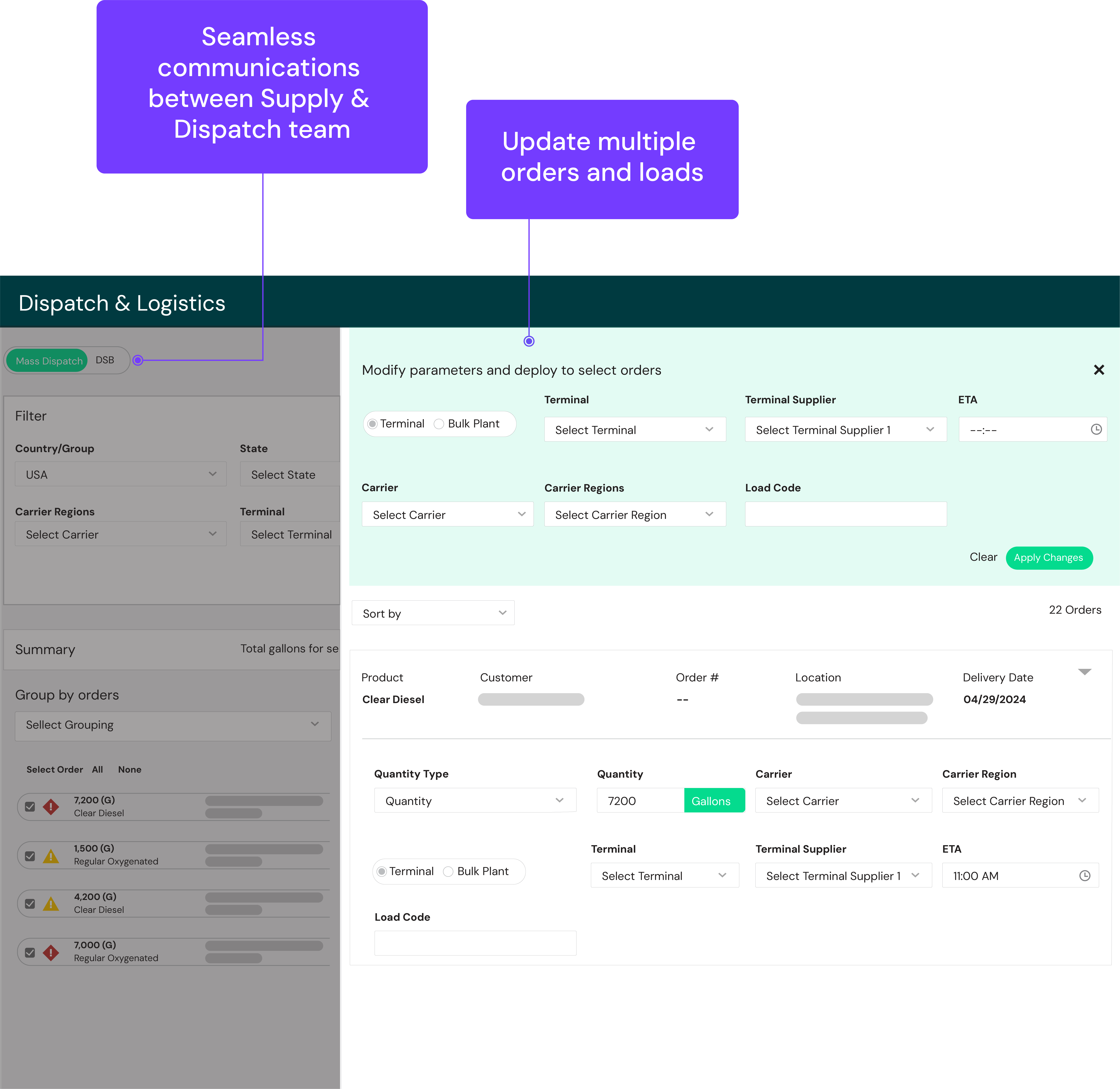 Titan dispatch and logistics dashboard